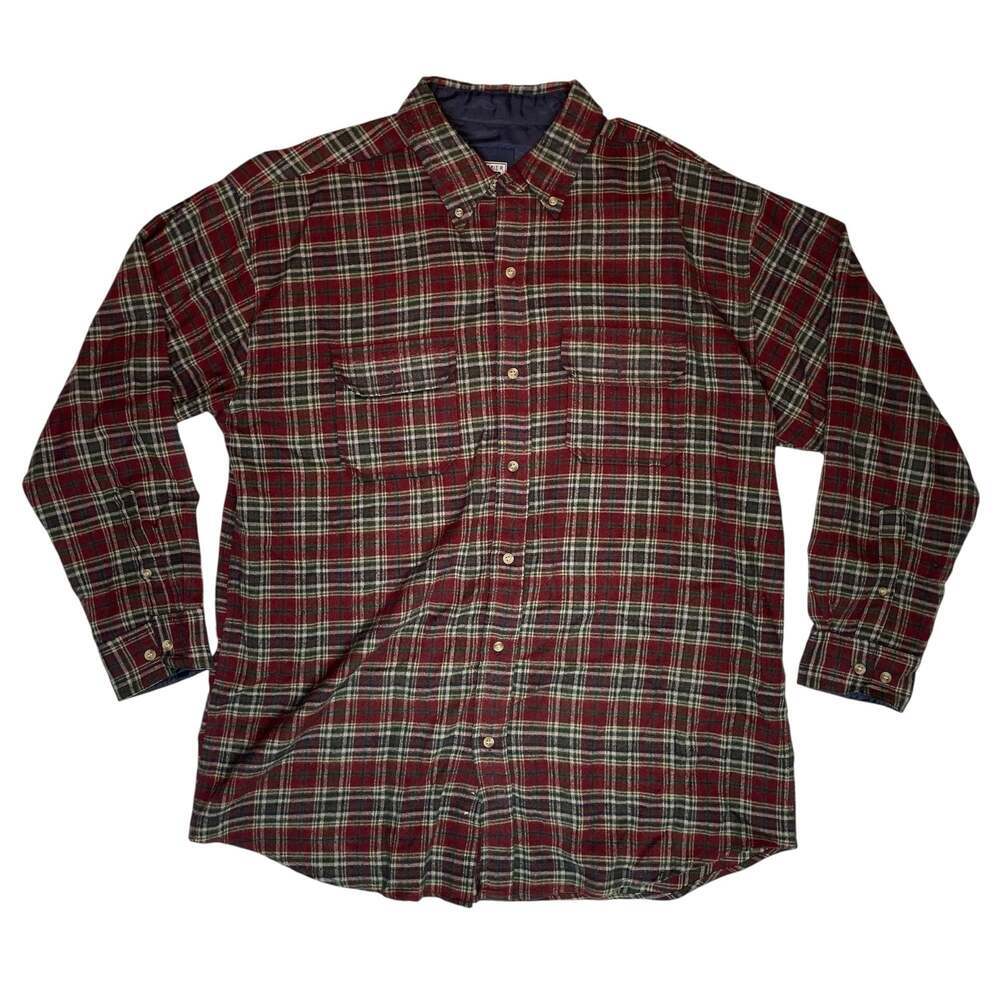 Premier International Plaid Flannel Shirt Mens XL Red Green Button Down